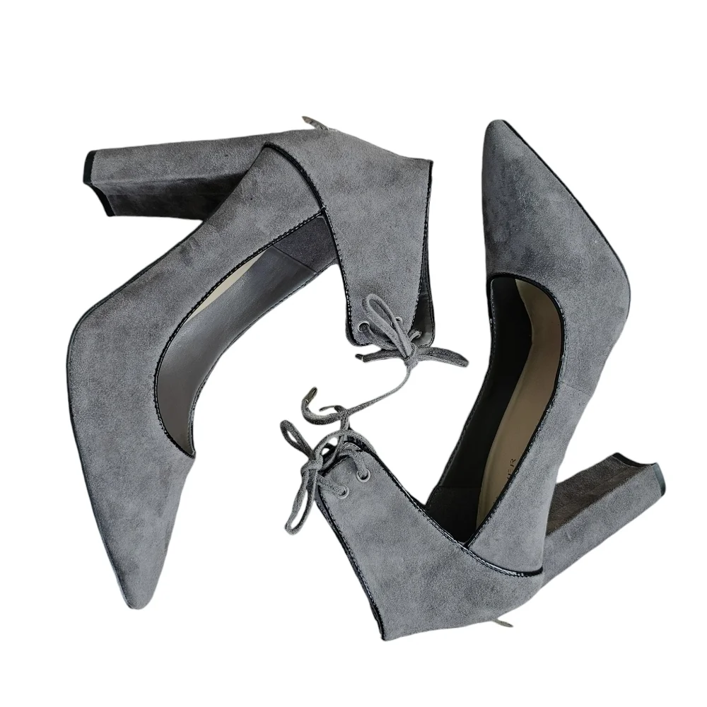 Marc Fisher Gray Sued Lace Up Heels